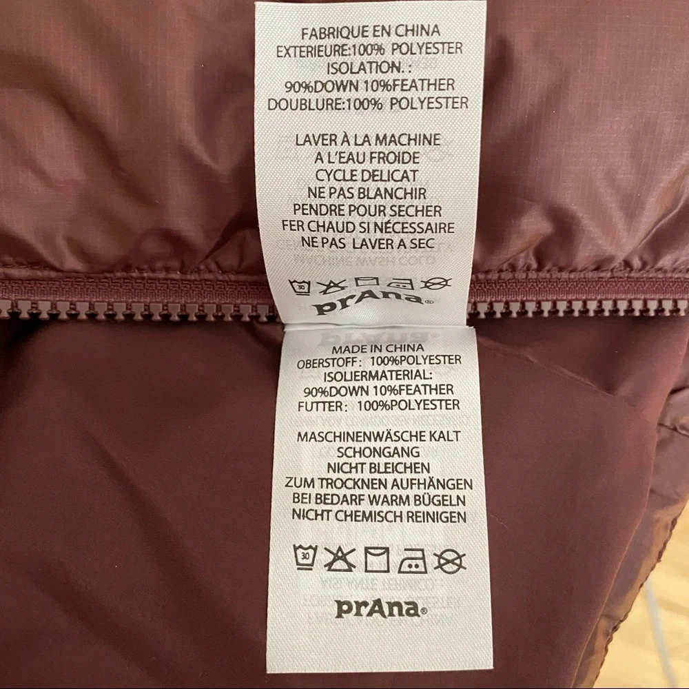Prana Down Feather Milly Puffer Vest Burgundy/Maroon Size XL - Picture 15 of 16